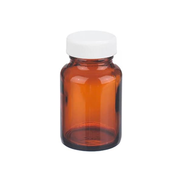 Cp Lab Safety. Wheaton 2 oz Amber Wide Mouth Packer Bottles, PP/PTFE Lined Caps, Case of 24 W216946 - main